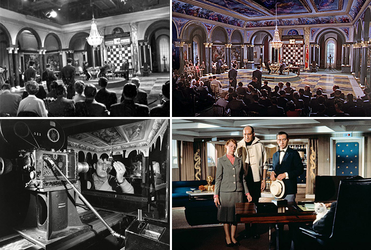 Venice GrandmastersChess set Stage D Pinewood Studioes/Cluff Cully Matte painting | Lotte Lenya, Walter Gotell, Vladek Sheybal and Anthony Dawson