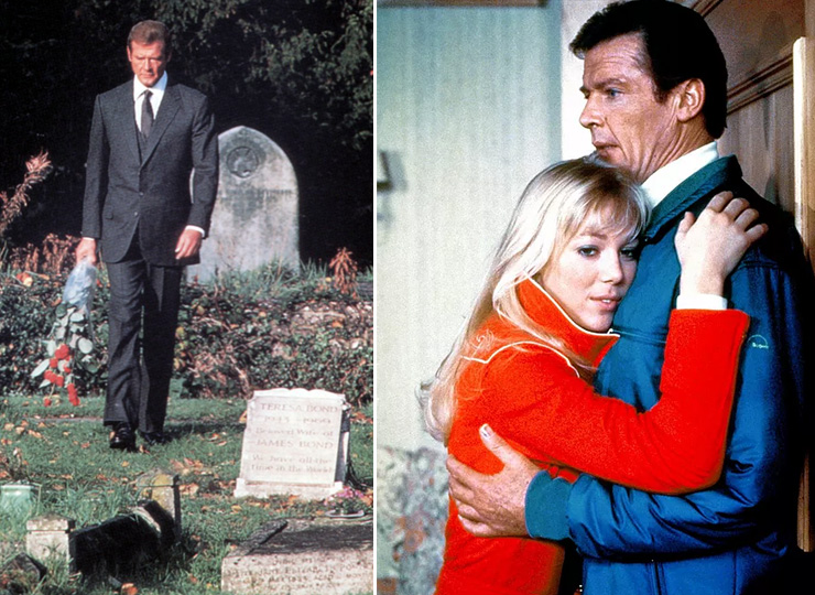 Roger Moore as James Bond visits the grave of Tracy/Roger Moore & Lynn-Holly Johnson For Your Eyes Only (1981)