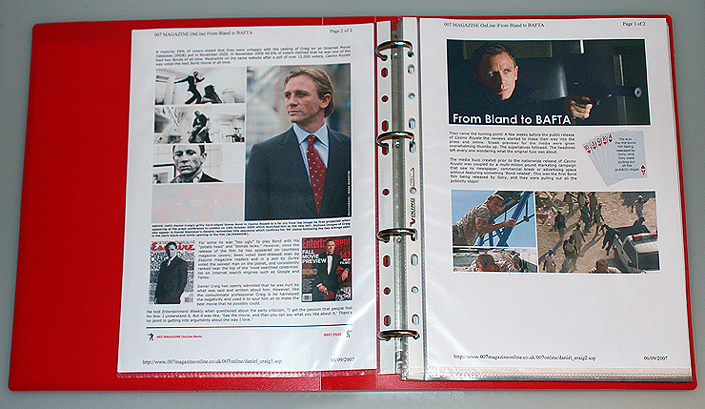 007 MAGAZINE OnLine sample two page printed spread