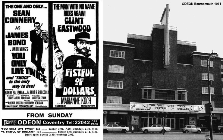 You Only Live Twice/A Fistful of Dollars ad block|ODEON Bournemouth 1971