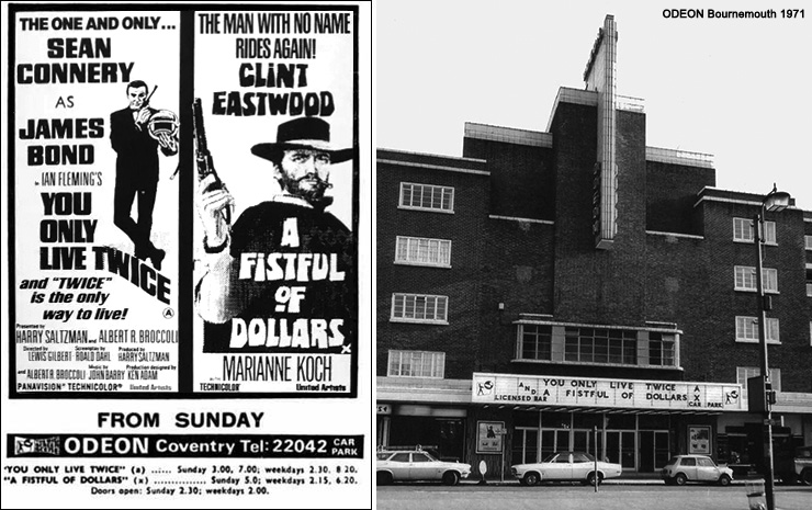 You Only Live Twice/A Fistful of Dollars ad block|ODEON Bournemouth 1971