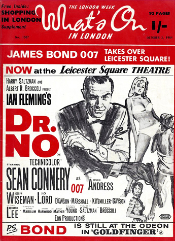 Dr. No on the cover of What's On In London magazine 1964