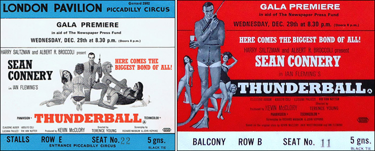 Thunderball premiere tickets