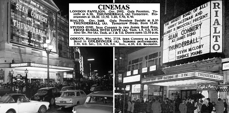 Thunderball premieres - London Pavilion/Rialto Coventry Street