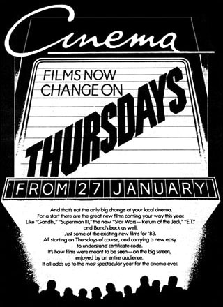 Films now change on Thursdays