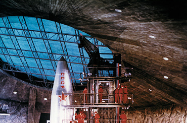 Volcano crater set at Pinewood Studios designed by Ken Adam