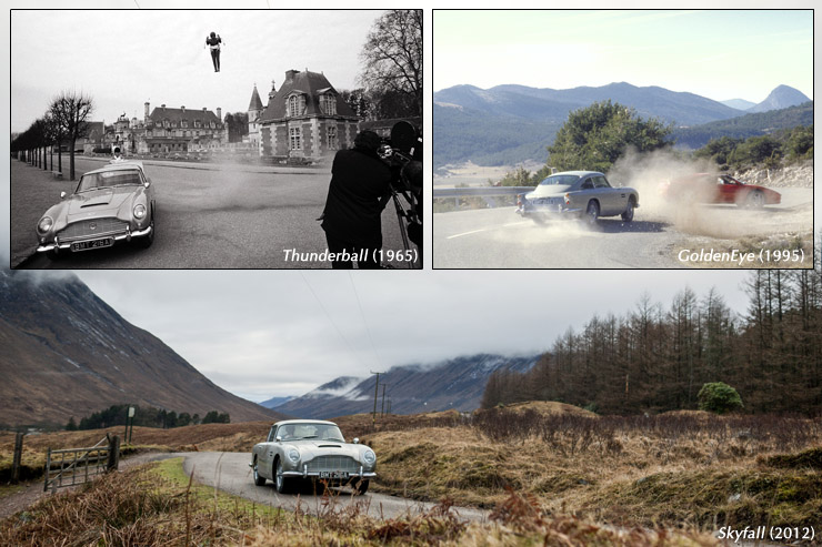 Aston Martin DB5 in Thunderball (1965), GoldenEye (1995) & Skyfall (2012)