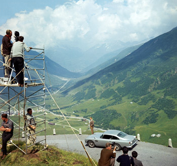 Sean Connery filming Goldfinger (1964) - Furka Pass, Switzerland