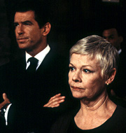 Pierce Brosnan and Judi Dench as M in The World Is Not Enough (1999)