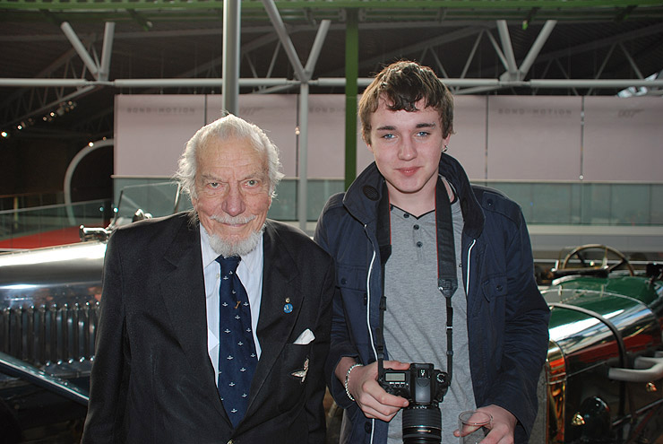 Wing Commander Ken Wallis [Autogyro designer and pilot in You Only Live Twice (1967)] with Adam-John Page-Smith at the BOND IN MOTION exhibition and the National Motor Museum, Beaulieu.