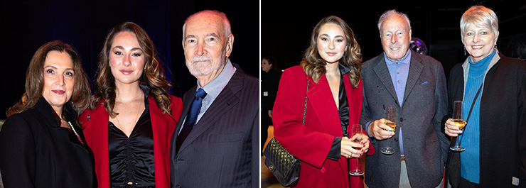 James Bond co-producers Barbara Broccoli and Michael G. Wilson with Sir Sean’s granddaughter Saskia Connery | Saski Connery with five-time James Bond director John Glen