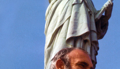 Sean Connery at the Statue of Liberty, New York 1975