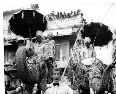 Roger Moore on location for Octopussy (1983)
