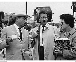 Pedro Armendariz, Bill Hill and Kay Mander between takes