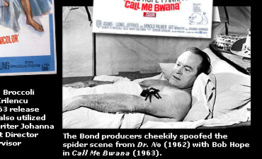 Bob Hope spoofs the spider scene from Dr. No in Call Me Bwana