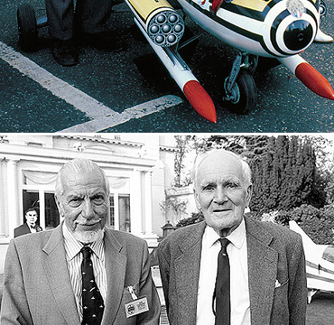 Ken Wallis and Desmond Llewelyn at the 'James Bond In The Cinema 30th Anniversary Event' held at Pinewood Studios in 1992.