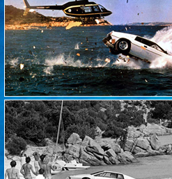 Stromberg's helicopter flown by Naomi (Caroline Munro) forces the Lotus in to the sea.