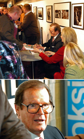 Sir Roger Moore at the National Theatre promoting his autobigraphy 'My Word Is My Bond'