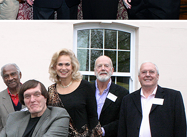 Albert Moses (Barman at The Mojave Club), Richard Kiel (Jaws), Valerie Leon (Hotel Receptionist), Screenwriter Christopher Wood and Art Director Peter Lamont