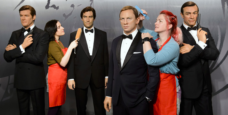 James Bond waxworks prepared for display at Madame Tussauds