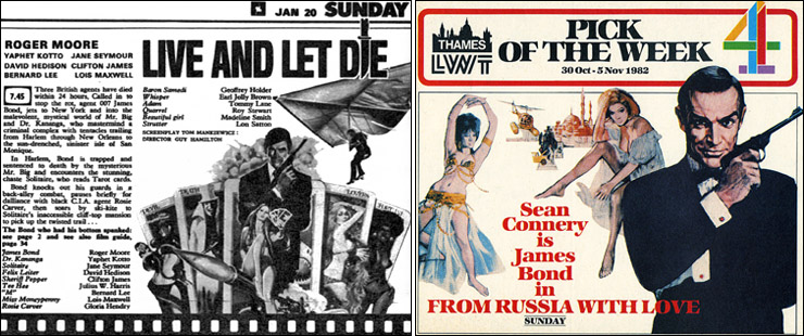 Live and Let Die/From Russia With Love TV Times listings