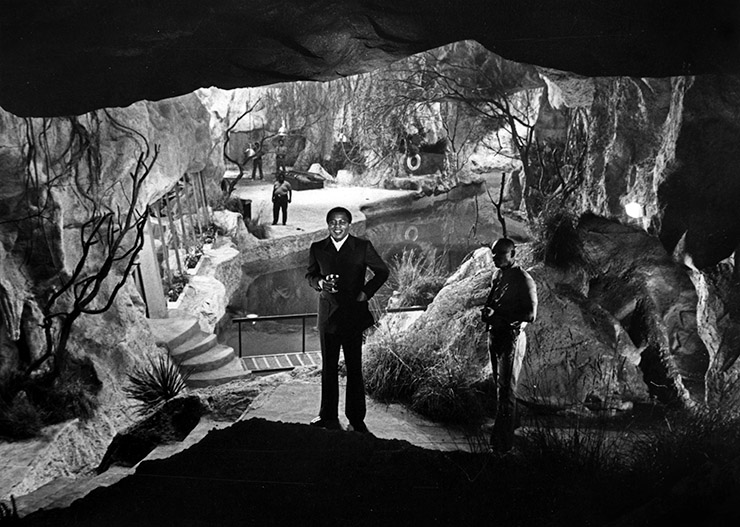 Syd Cain designed underground grotto set Pinewood Studios Live And Let Die (1973)