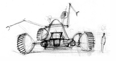 Ken Adam concept sketch for the Diamonds Are Forever Moon Buggy