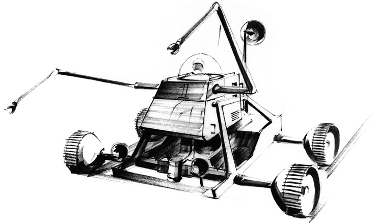 Diamonds Are Forever Moon Buggy concept drawing by Ken Adam