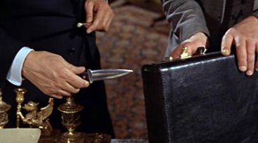 Throwing knife and James Bond's trick attache case