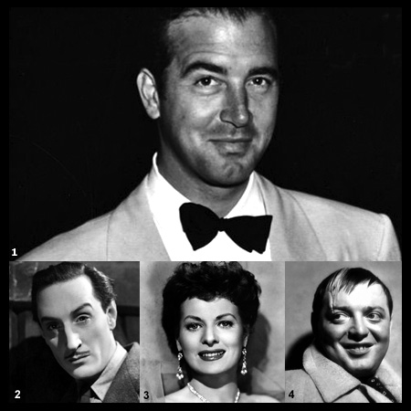 John Payne, Basil Rathbone, Maureen O'Hara and Peter Lorre