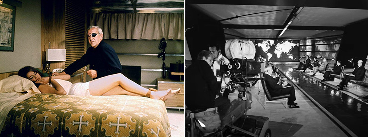 Claudine Auger and Adolfo Celi Thunderball (1965) | Filming on Ken Adam's SPECTRE HQ set at Pinewood
