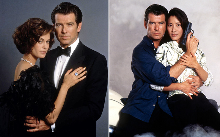 Pierce Brosnan as James Bond 007 with Teri Hatcher (Paris Carver) and Michelle Yeoh (Wai Lin)