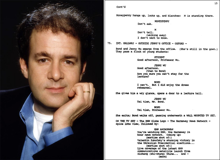 Screenwriter Bruce Feirstein | Page from BOND 18 script