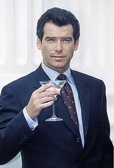 Pierce Brosnan after sustaining a lip injury whilst filming Tomorrow Never Dies (1997)