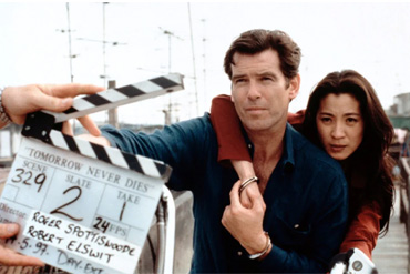 Pierce Brosnan and Michelle Yeoh in location in Thailand for Tomorrow Never Dies (1997)