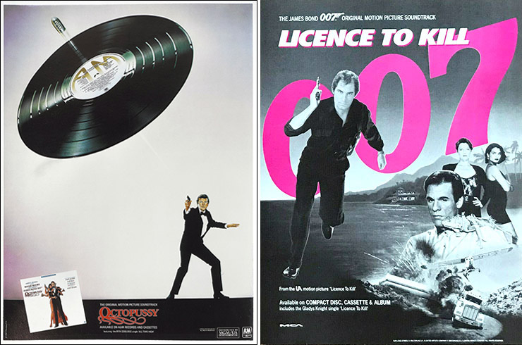 Octopussy poster with artwork by Syd Brak | Licence To Kill soundtrack advertisement