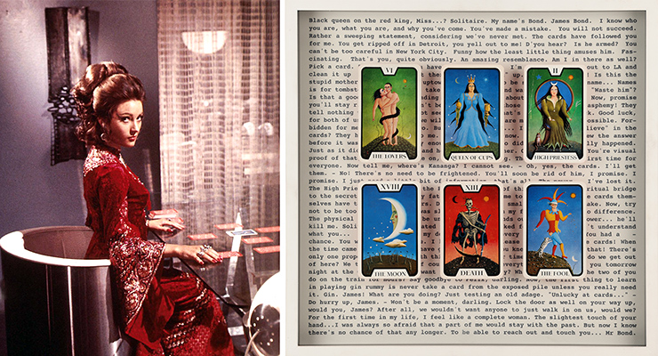 Lot #180 - Solitaire's Framed Set of Six Tarot Cards Live And Let Die (1973)